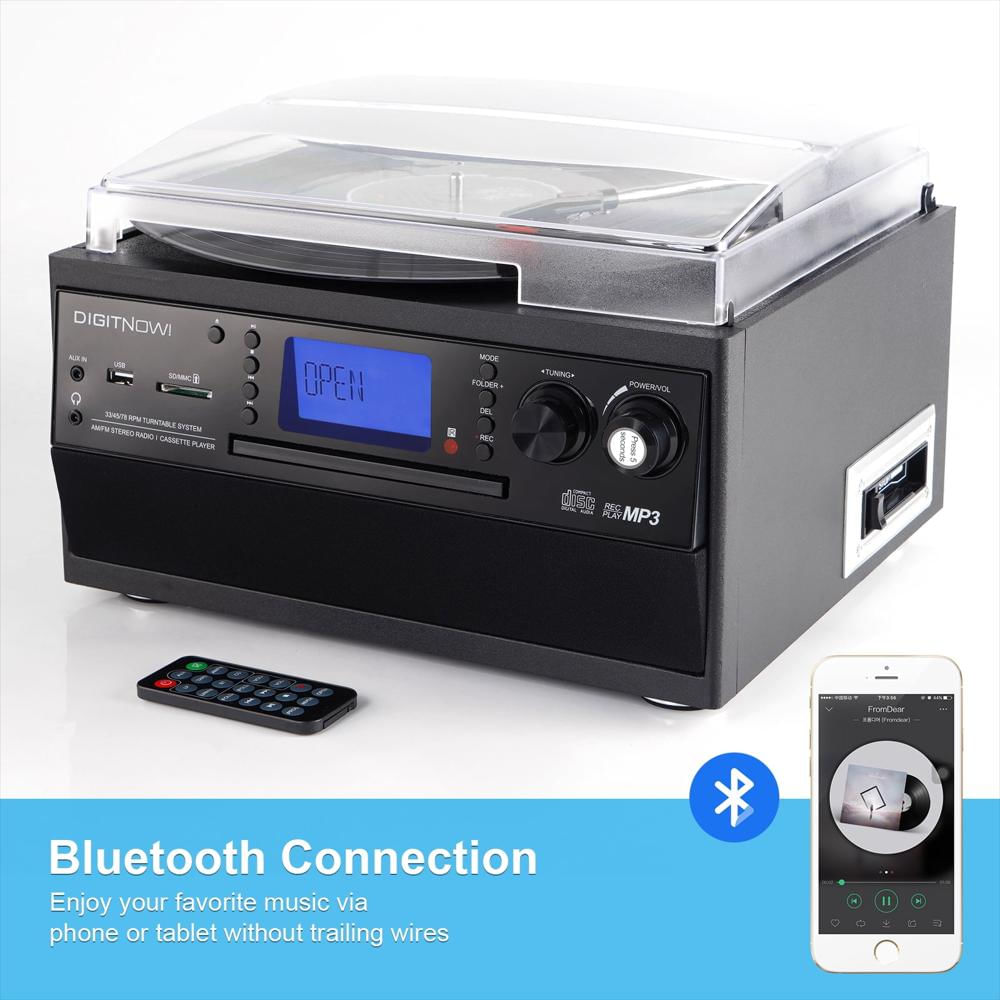 Tocadiscos Caymuller Bluetooth Con Cd Casete Radio Y Control Remoto img #4