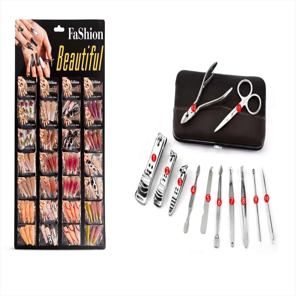 Kit De Uñas Postizas Duraderas 24 Regalo Kit De Aseo Personal X12 img #1