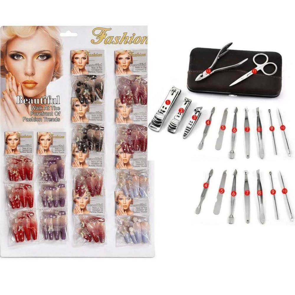Kit De Uñas Postizas Duraderas X12 Regalo Kit De Aseo Personal X12 img #1