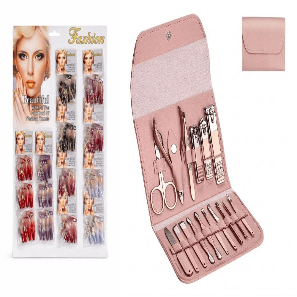 Kit De Uñas Postizas Duraderas X12 Regalo Kit De Aseo Personal X16 img #1