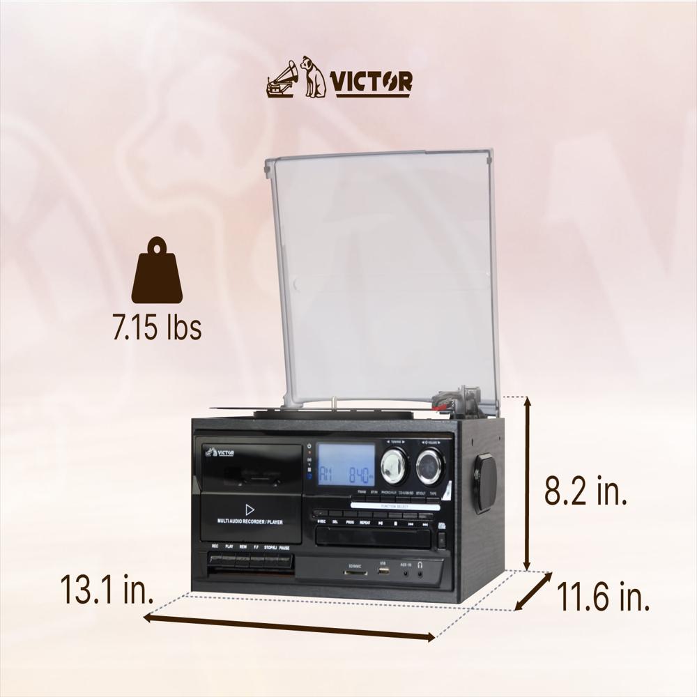 Tocadiscos Victor Vwrp 4200 Cosmopolitan 8 En 1 Bluetooth Con Cd Casete img #3