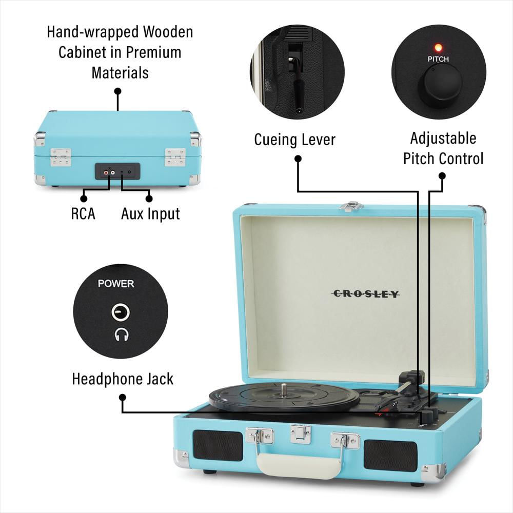 Tocadiscos Crosley Cruiser Plus Bluetooth Con Parlantes Integrados Turquesa img #3
