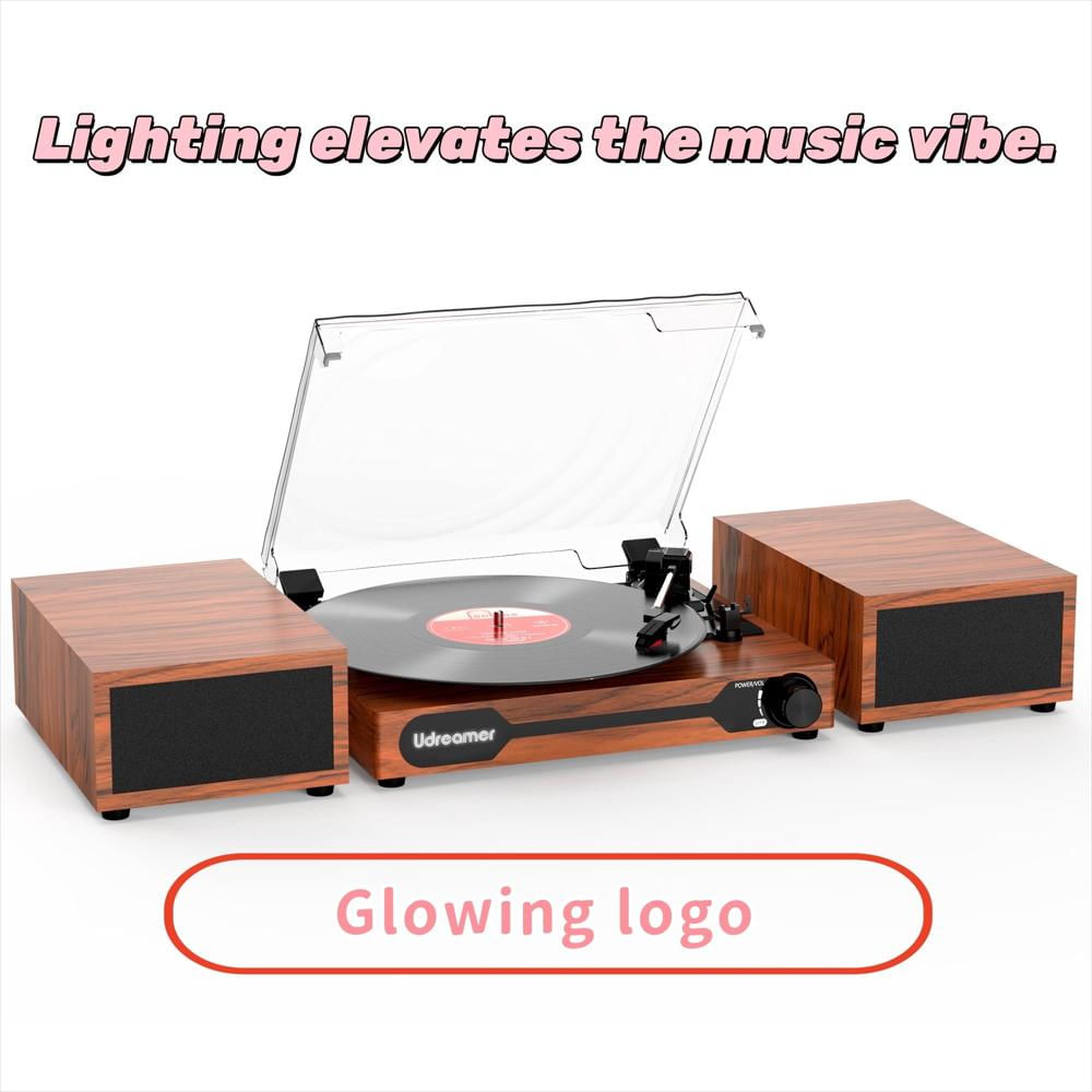 Tocadiscos Udreamer De Vinilo Con Parlantes Integrados Marrón img #2