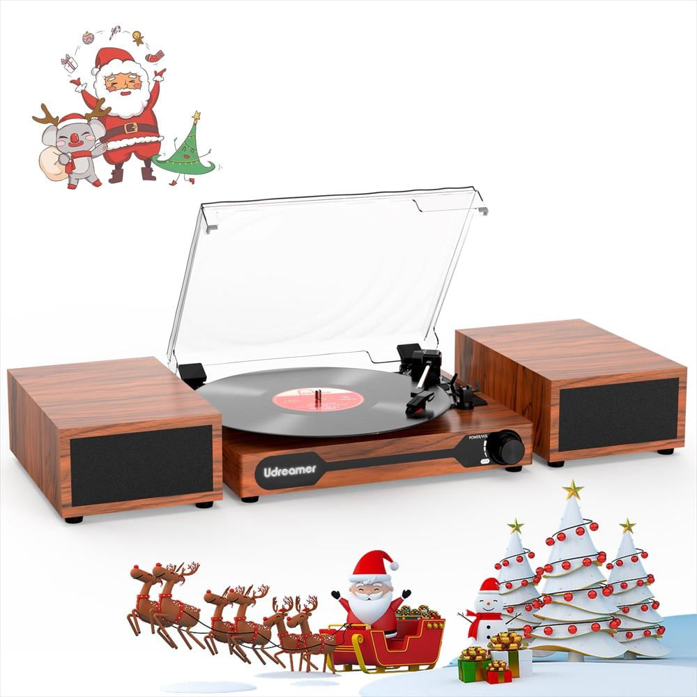 Tocadiscos Udreamer De Vinilo Con Parlantes Integrados Marrón img #4