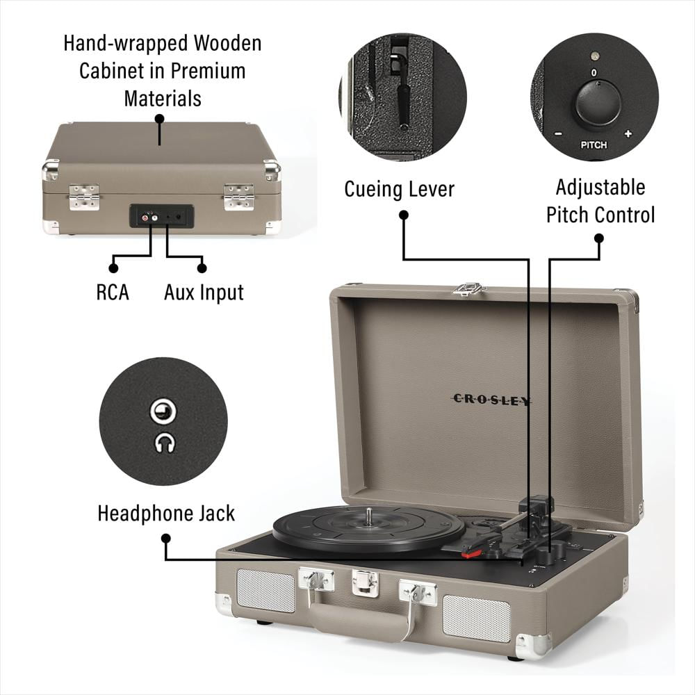 Tocadiscos Crosley Cruiser Plus Bluetooth Con Parlantes Integrados Taupe img #5