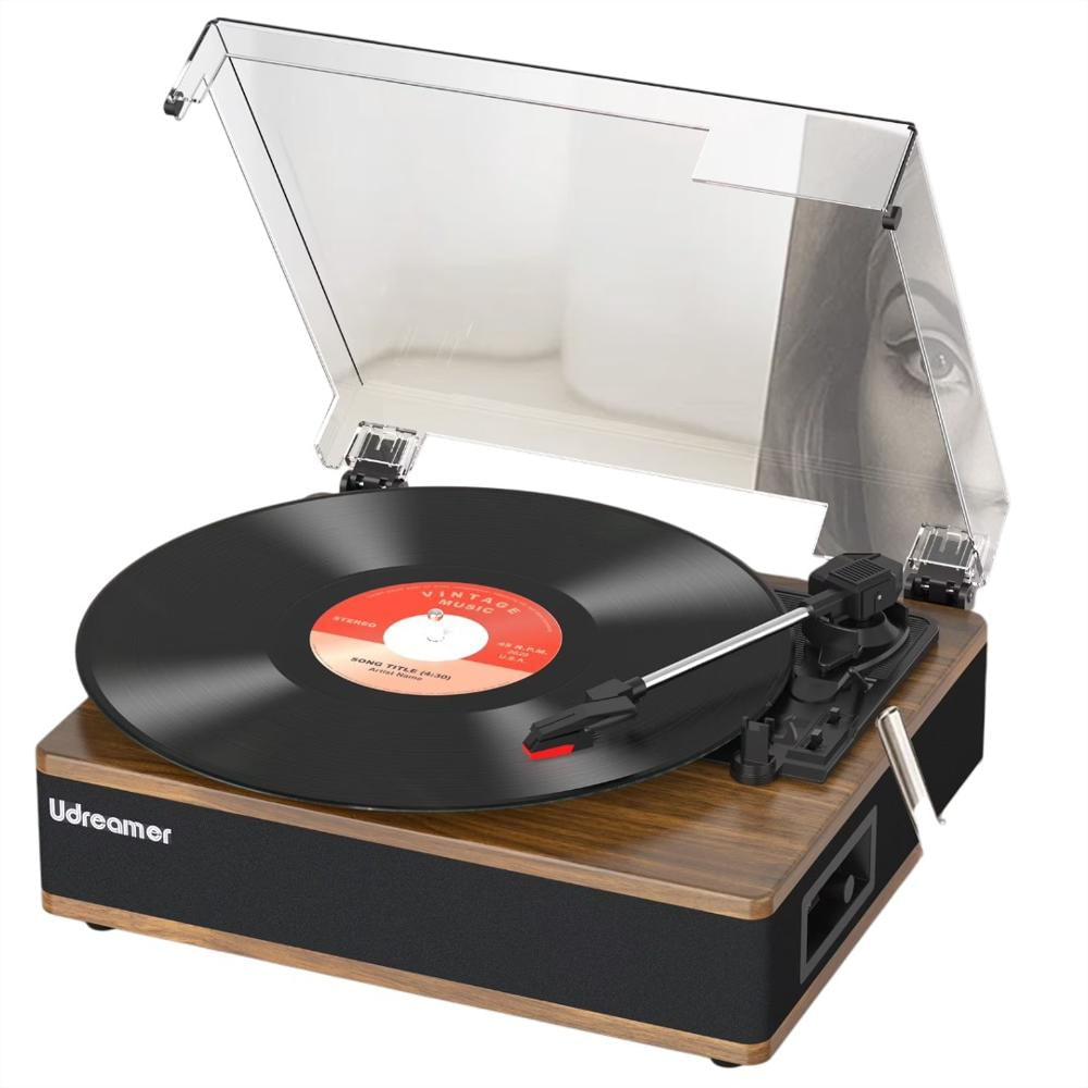Tocadiscos Vintage Udreamer Bluetooth Con Parlantes Integrados Marrón img #1