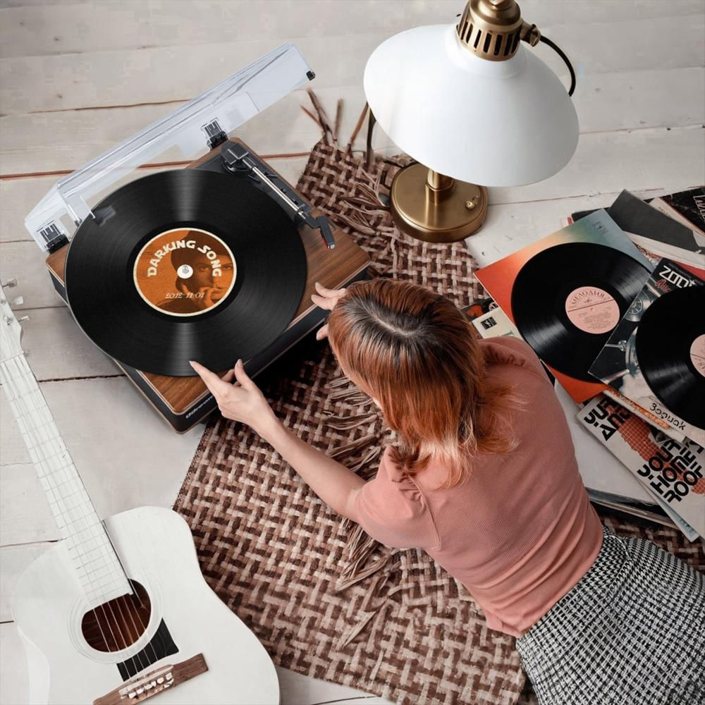 Tocadiscos Vintage Udreamer Bluetooth Con Parlantes Integrados Marrón img #2