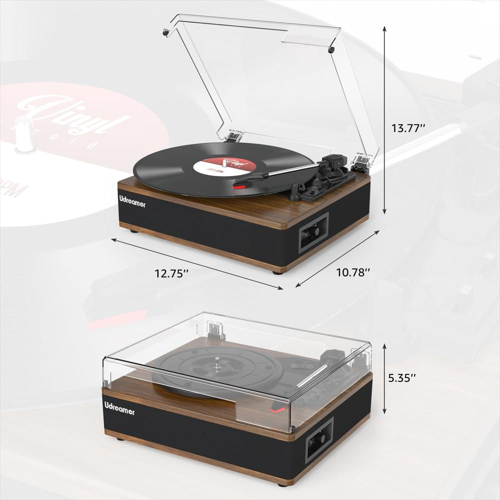 Tocadiscos Vintage Udreamer Bluetooth Con Parlantes Integrados Marrón img #4