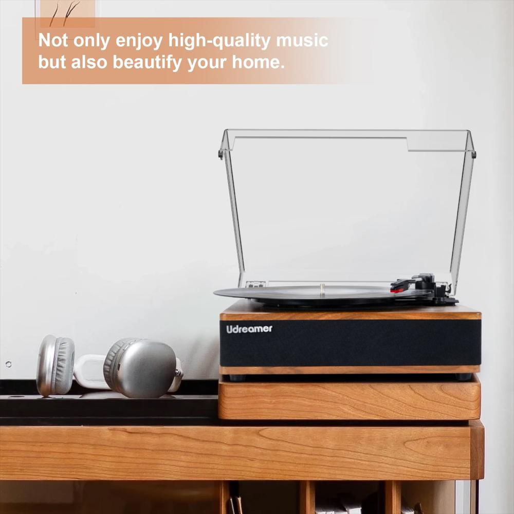 Tocadiscos Vintage Udreamer Bluetooth Con Parlantes Integrados Marrón img #5