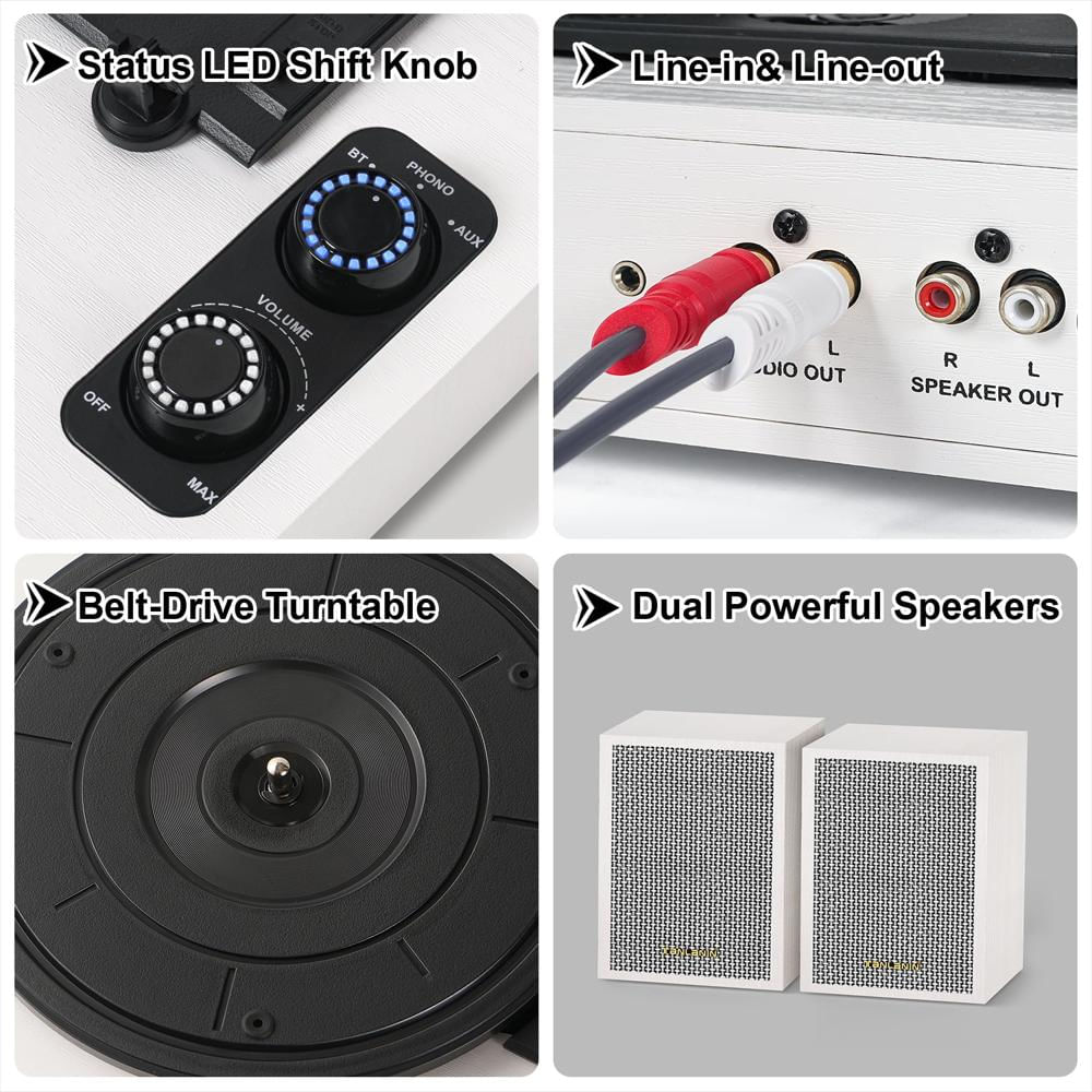 Tocadiscos Bluetooth Tanlanin De 3 Velocidades Con Parlantes Externos img #3