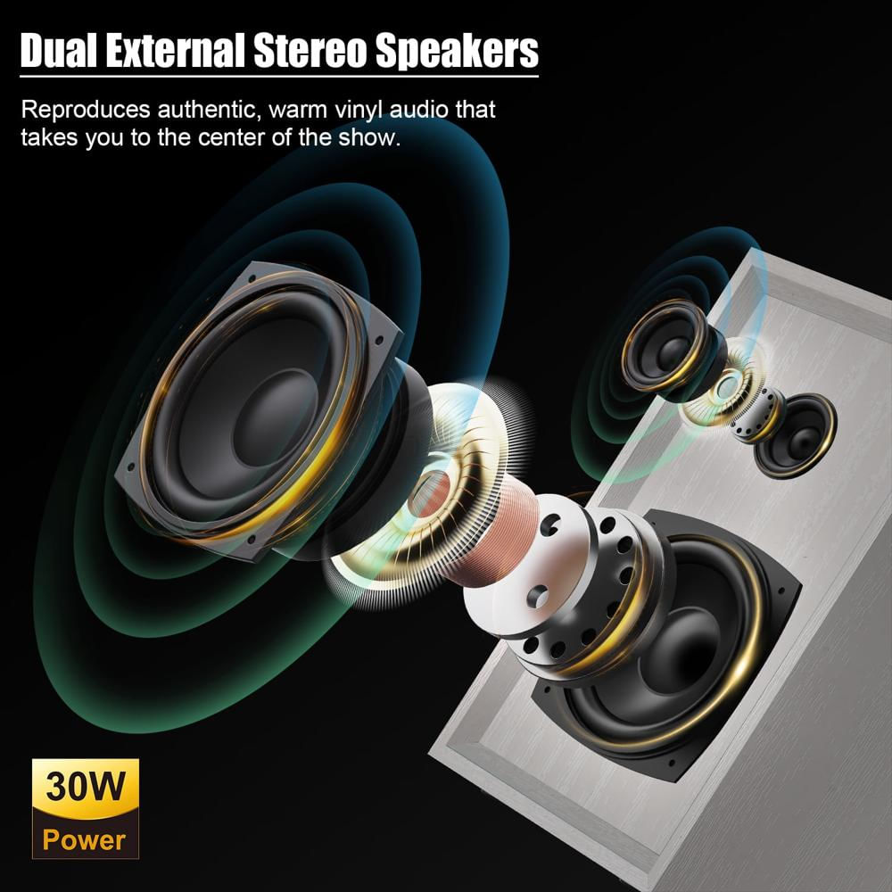 Tocadiscos Bluetooth Tanlanin De 3 Velocidades Con Parlantes Externos img #5