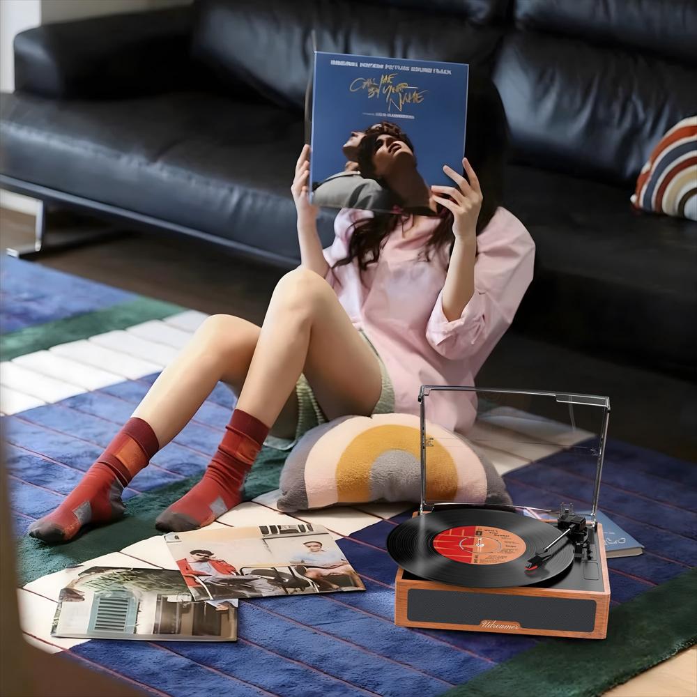 Tocadiscos Vintage Udreamer Bluetooth Con Parlantes Integrados Marrón img #2