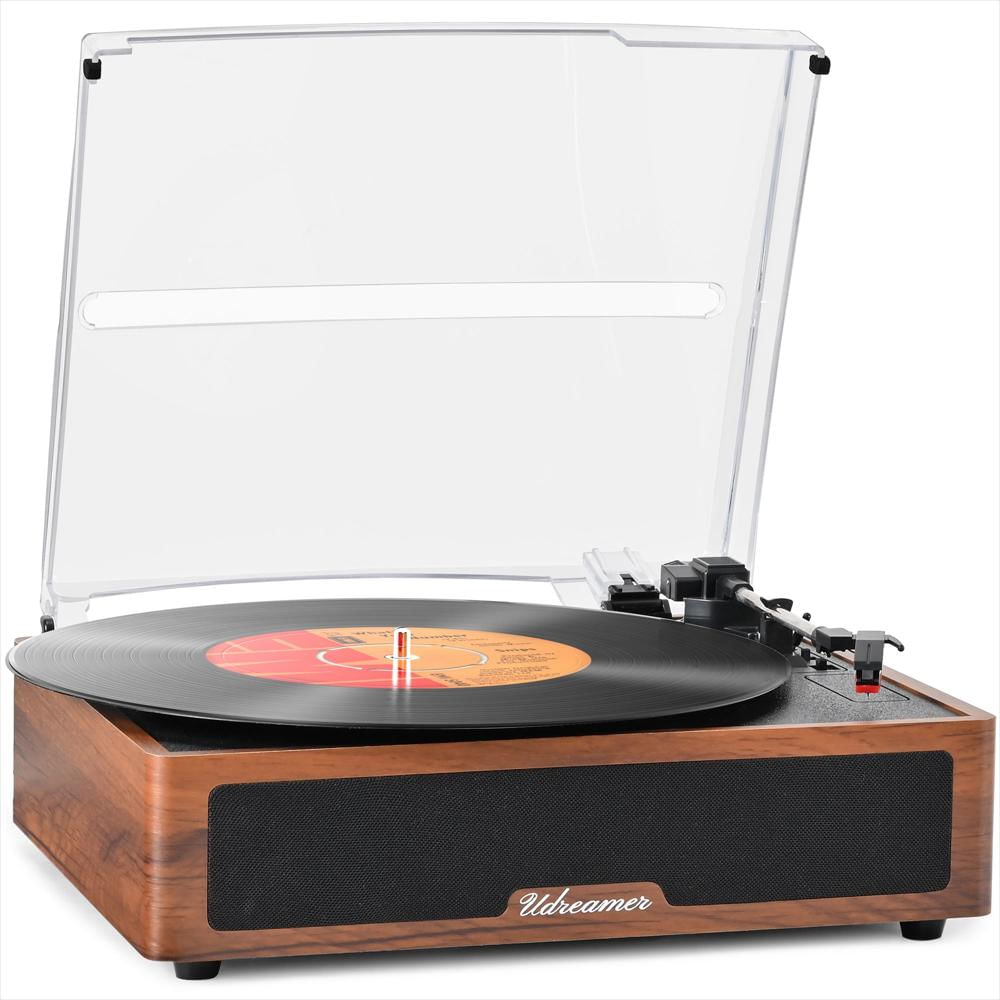 Tocadiscos Vintage Udreamer Bluetooth Con Parlantes Integrados Marrón img #4