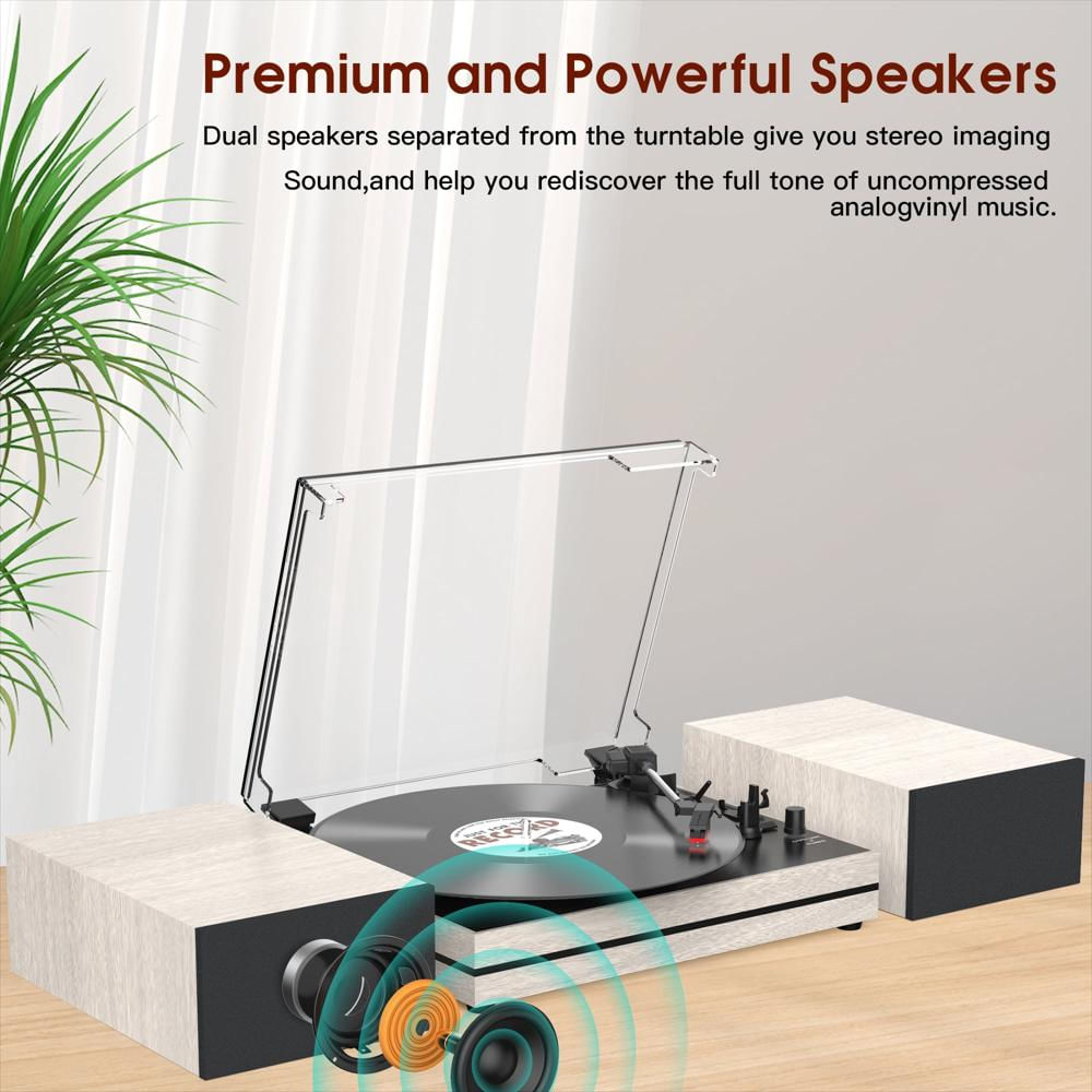 Tocadiscos Retroaudio Bluetooth 3 Velocidades Con Parlantes Externos Beige img #3