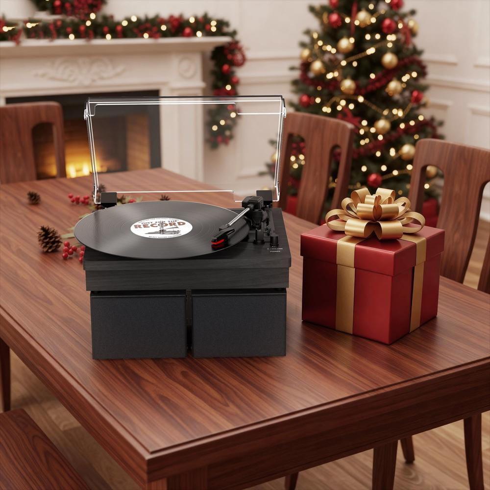 Tocadiscos Retroaudio Bluetooth 3 Velocidades Con Parlantes Externos Negro img #4