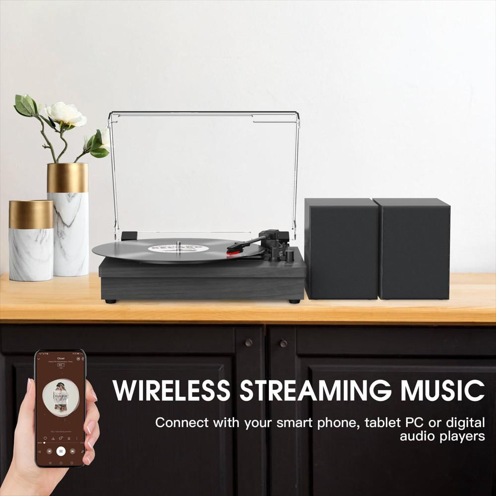 Tocadiscos Retroaudio Bluetooth 3 Velocidades Con Parlantes Externos Negro img #5