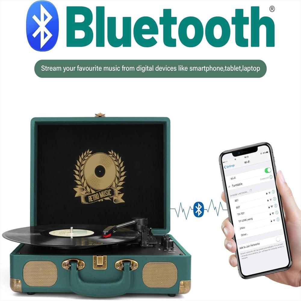 Tocadiscos Portátil Digitnow Tipo Maleta Bluetooth 3 Velocidades img #4