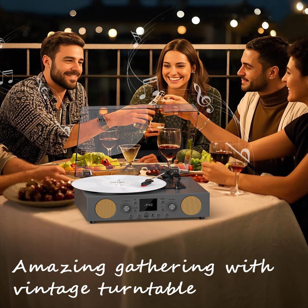Tocadiscos Tanlanin 3 Velocidades Bluetooth Con Radio Fm Y Grabación Usb img #5