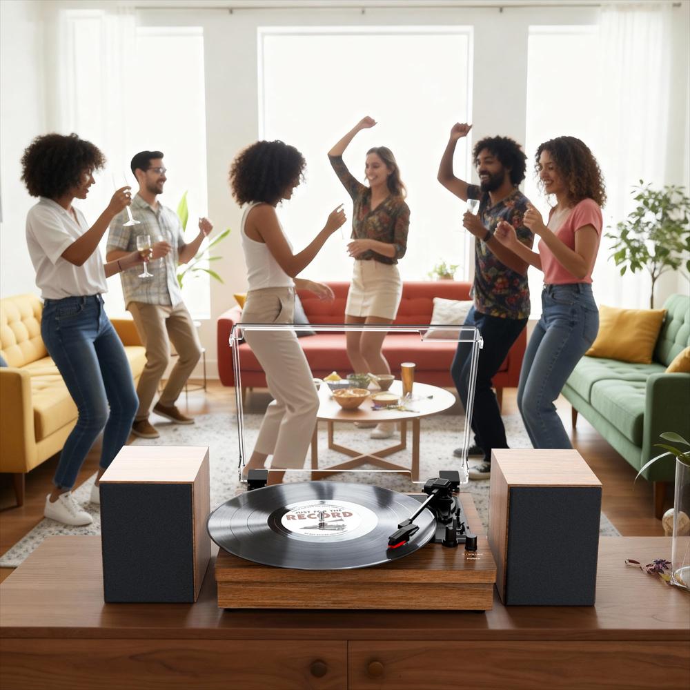 Tocadiscos Retroaudio Bluetooth 3 Velocidades Con Parlantes Externos img #2