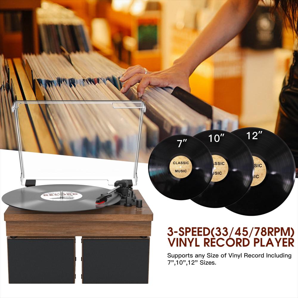 Tocadiscos Retroaudio Bluetooth 3 Velocidades Con Parlantes Externos img #3