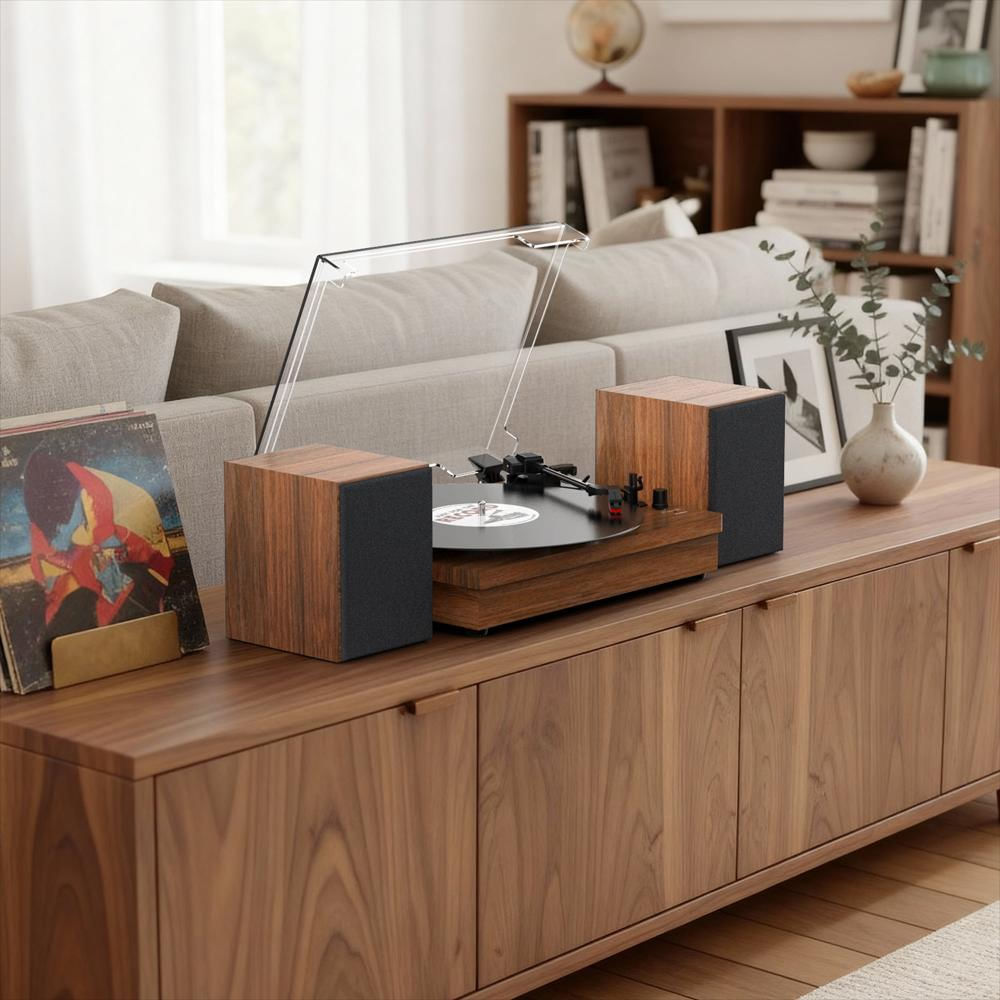Tocadiscos Retroaudio Bluetooth 3 Velocidades Con Parlantes Externos img #4
