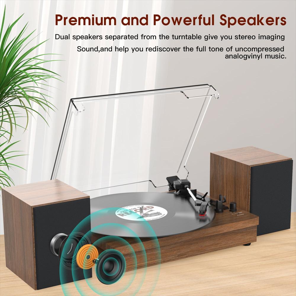 Tocadiscos Retroaudio Bluetooth 3 Velocidades Con Parlantes Externos img #5