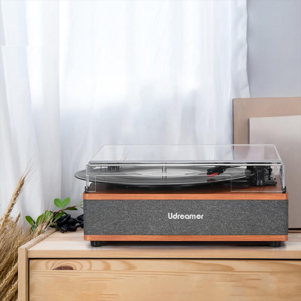 Tocadiscos Vintage Udreamer Bluetooth 3 Velocidades Con Parlantes Integrados img #2