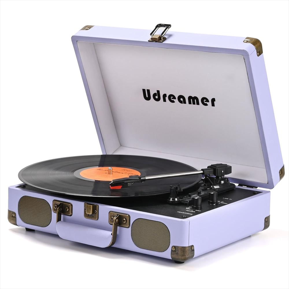 Tocadiscos Portátil Udreamer Tipo Maleta Bluetooth 3 Velocidades Morado img #1