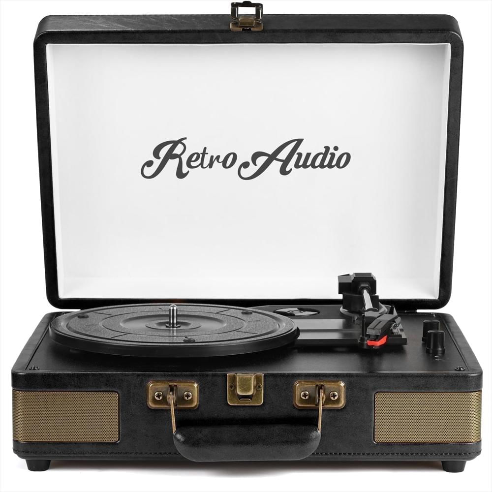 Tocadiscos Portátil Retroaudio Tipo Maleta Bluetooth 3 Velocidades Negro img #1