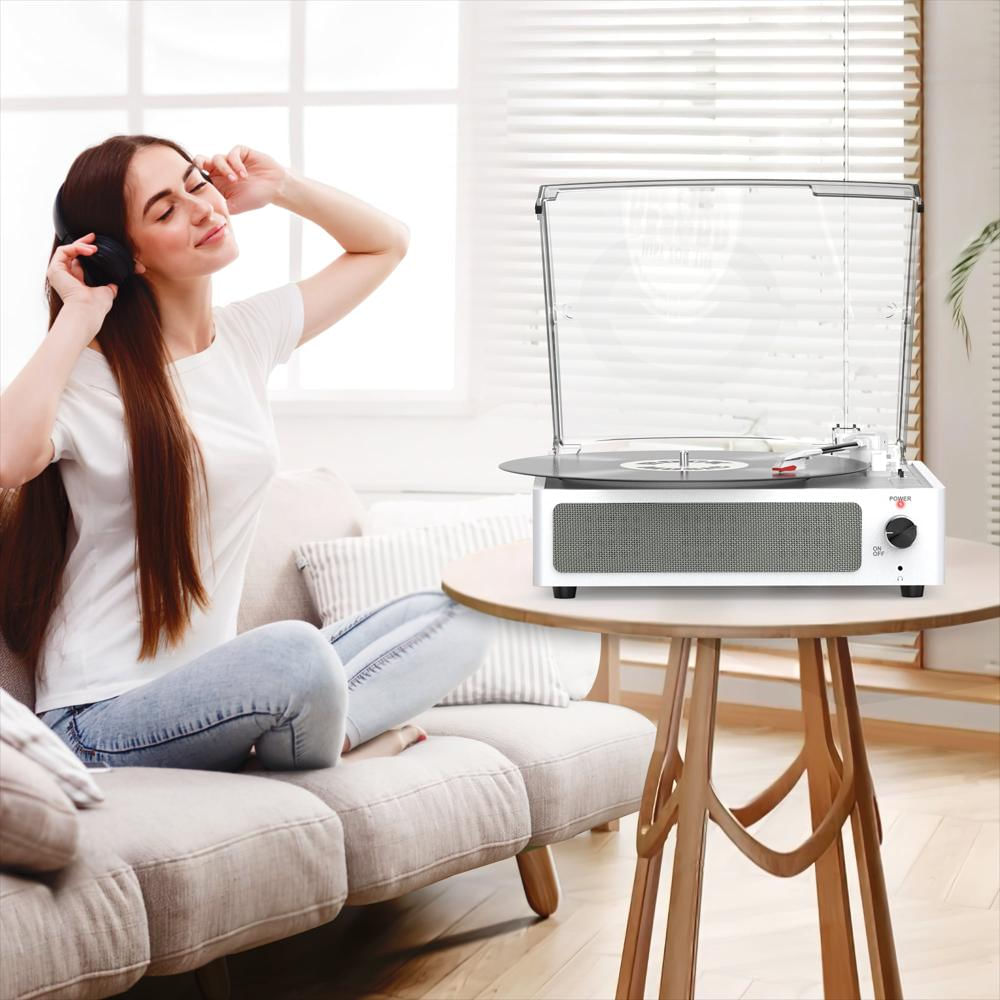 Tocadiscos Retroaudio Bluetooth Para Vinilos Blanco Plateado img #3