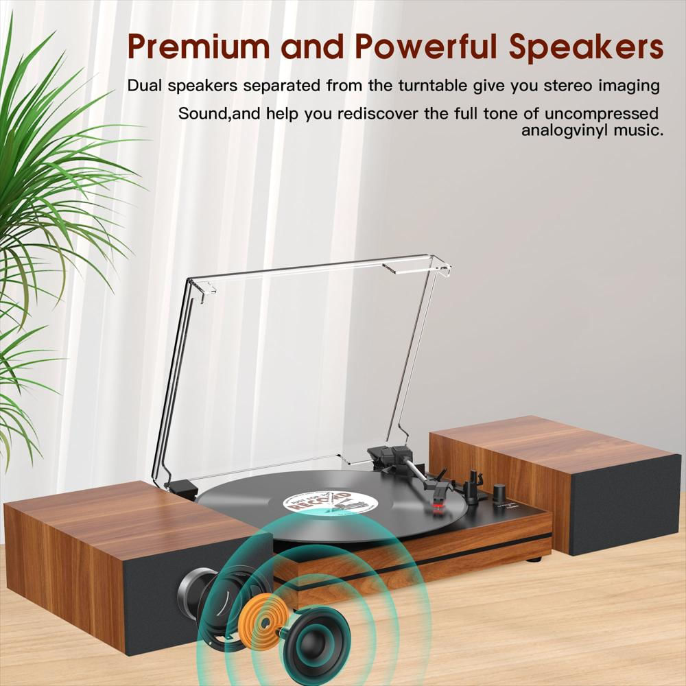 Tocadiscos Retroaudio 3 Velocidades Bluetooth Con Parlantes Externos img #3