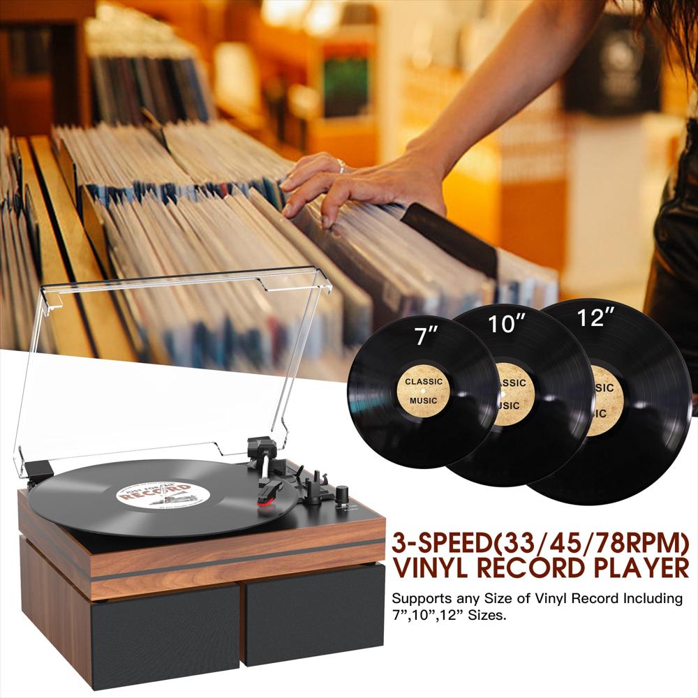 Tocadiscos Retroaudio 3 Velocidades Bluetooth Con Parlantes Externos img #4