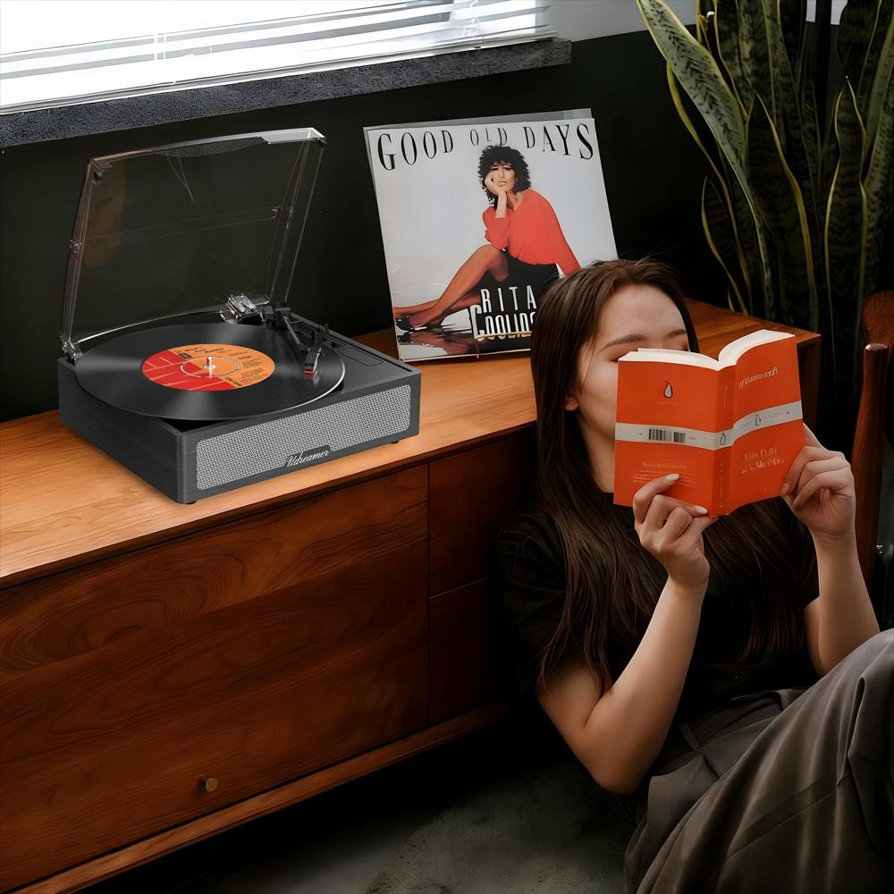 Tocadiscos Udreamer Bluetooth 3 Velocidades Con Parlantes Integrados Negro img #4