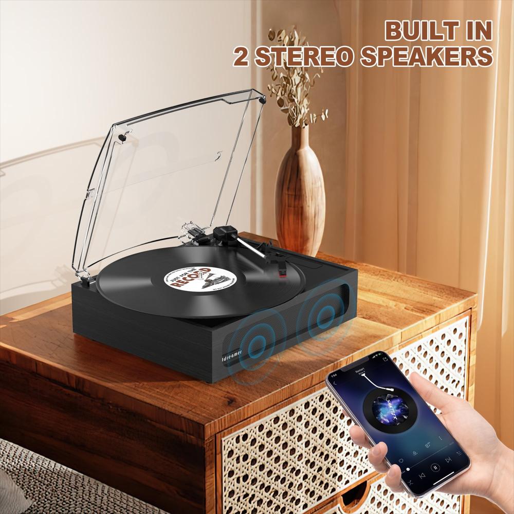 Tocadiscos Vintage Udreamer Bluetooth Con Parlantes Integrados Negro img #5