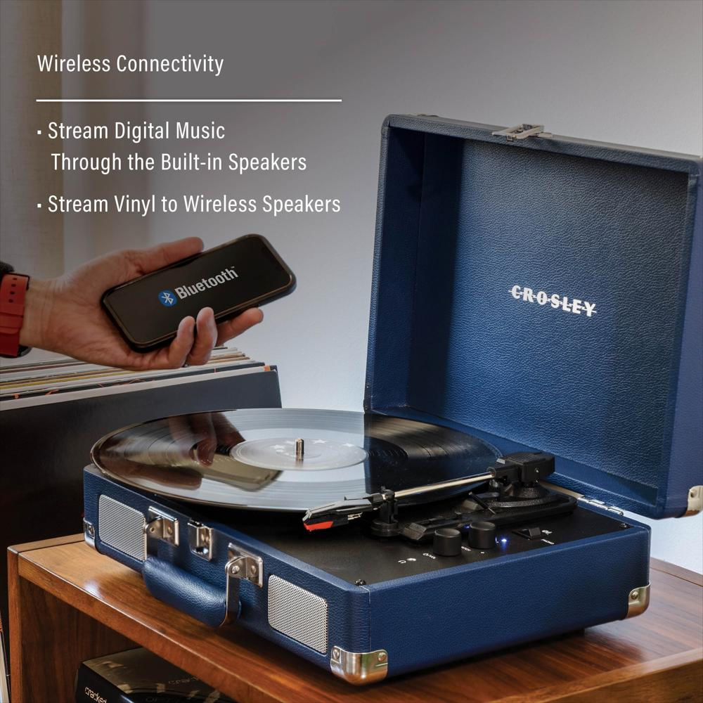 Tocadiscos Crosley Cruiser Plus Bluetooth Con Parlantes Integrados Azul img #5