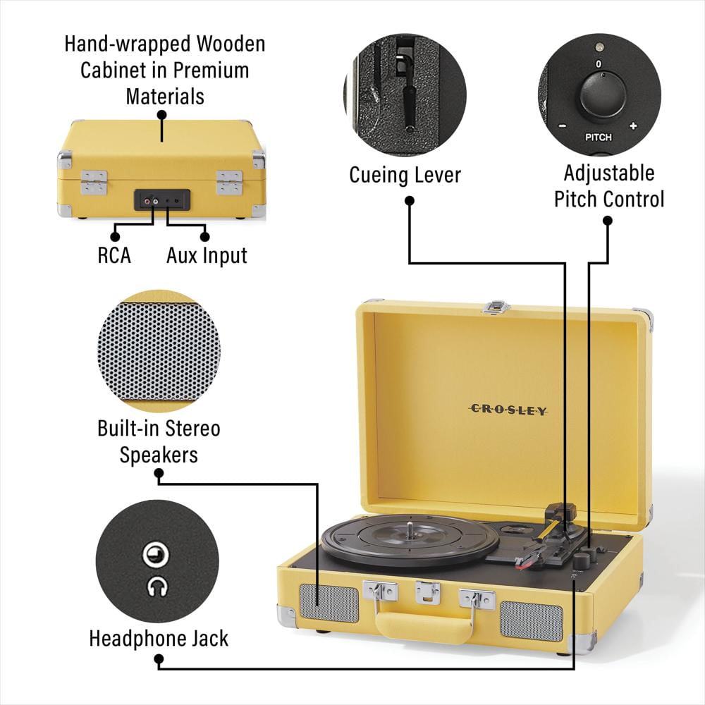 Tocadiscos Crosley Cruiser Plus Bluetooth Con Parlantes Integrados Amarillo img #3
