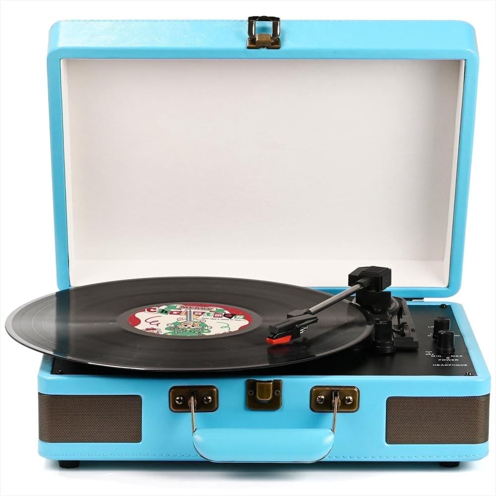 Tocadiscos Portátil Retroaudio Tipo Maleta Bluetooth 3 Velocidades Azul img #1