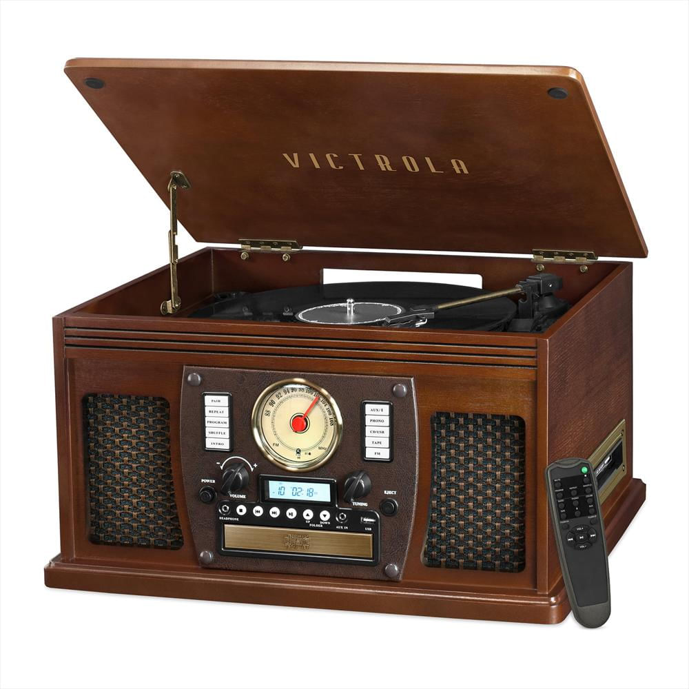Tocadiscos Victrola 8 En 1 Nostalgic Con Bluetooth Usb Y 3 Velocidades Color Café Espresso img #1