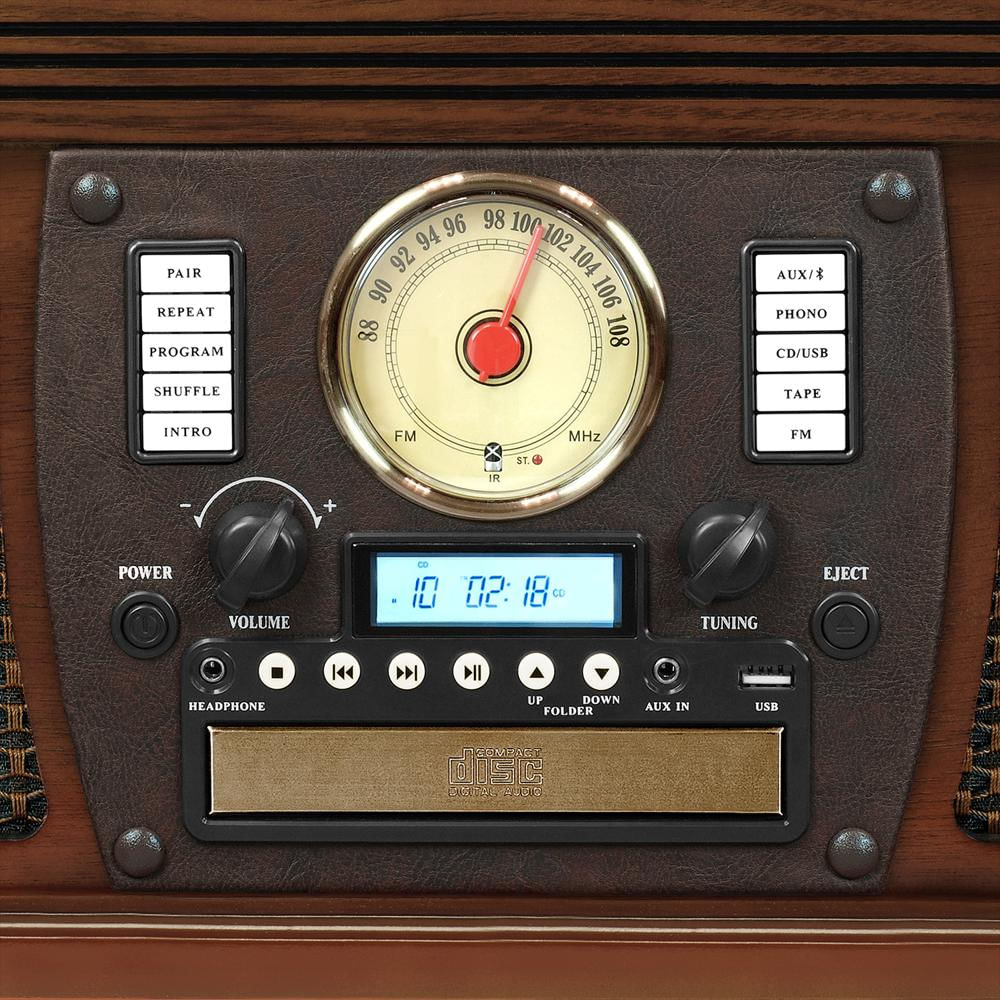 Tocadiscos Victrola 8 En 1 Nostalgic Con Bluetooth Usb Y 3 Velocidades Color Café Espresso img #3