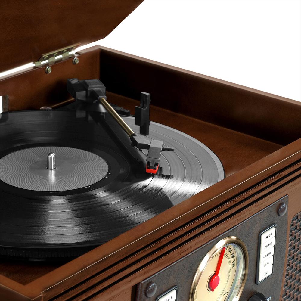 Tocadiscos Victrola 8 En 1 Nostalgic Con Bluetooth Usb Y 3 Velocidades Color Café Espresso img #4