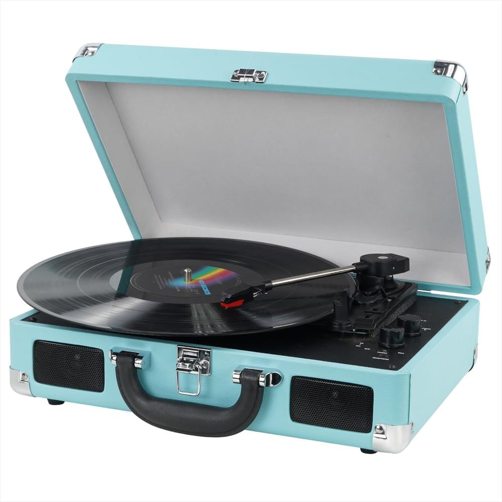 Tocadiscos Portátil Digitnow Tipo Maleta Bluetooth 3 Velocidades Azul img #1