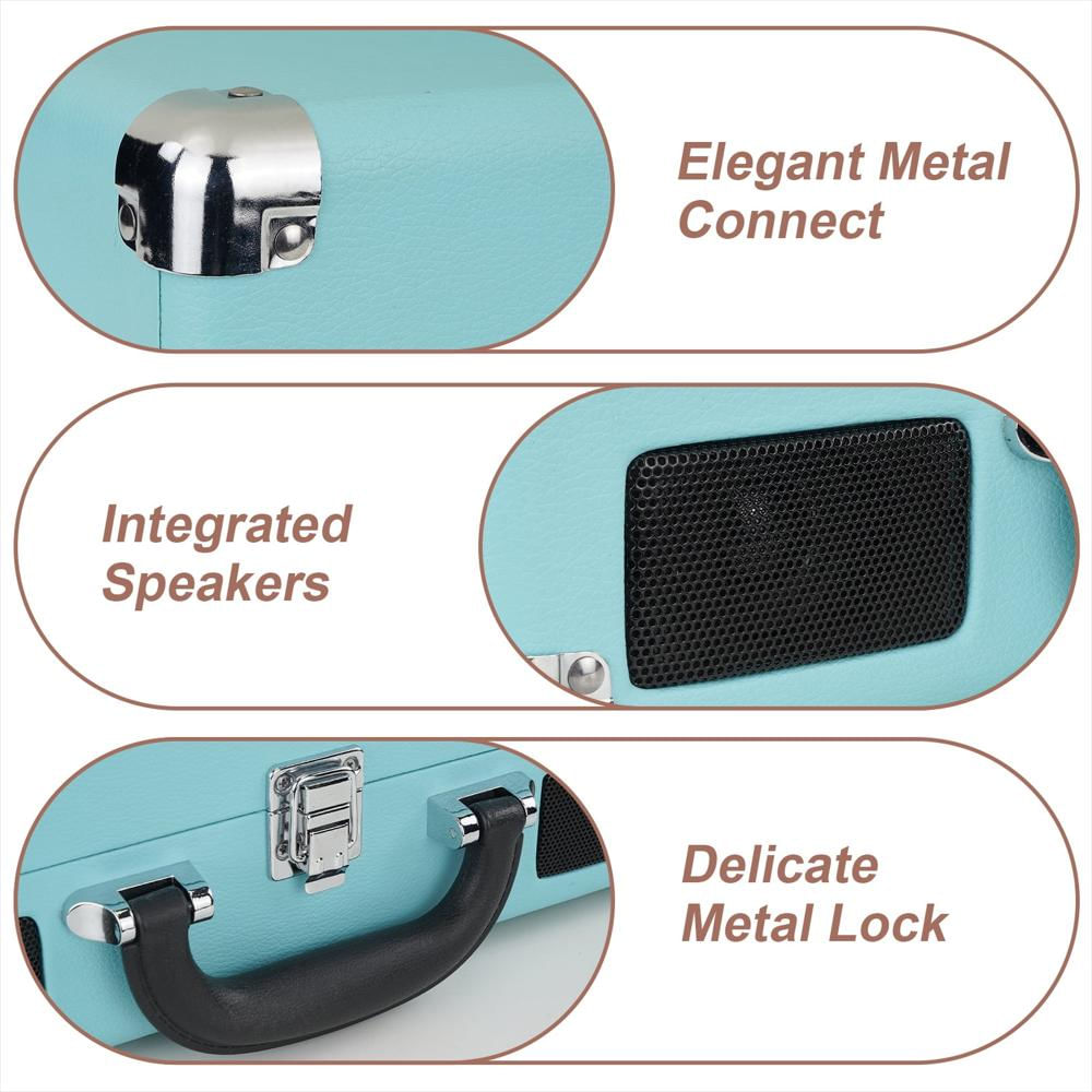 Tocadiscos Portátil Digitnow Tipo Maleta Bluetooth 3 Velocidades Azul img #5