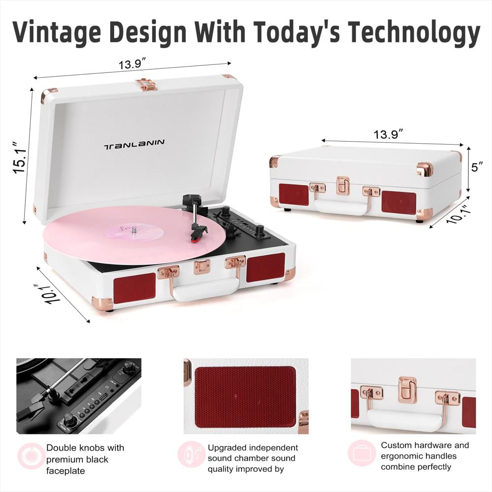 Tocadiscos Tanlanin Bluetooth 3 Velocidades Con Parlantes Integrados Usb img #3