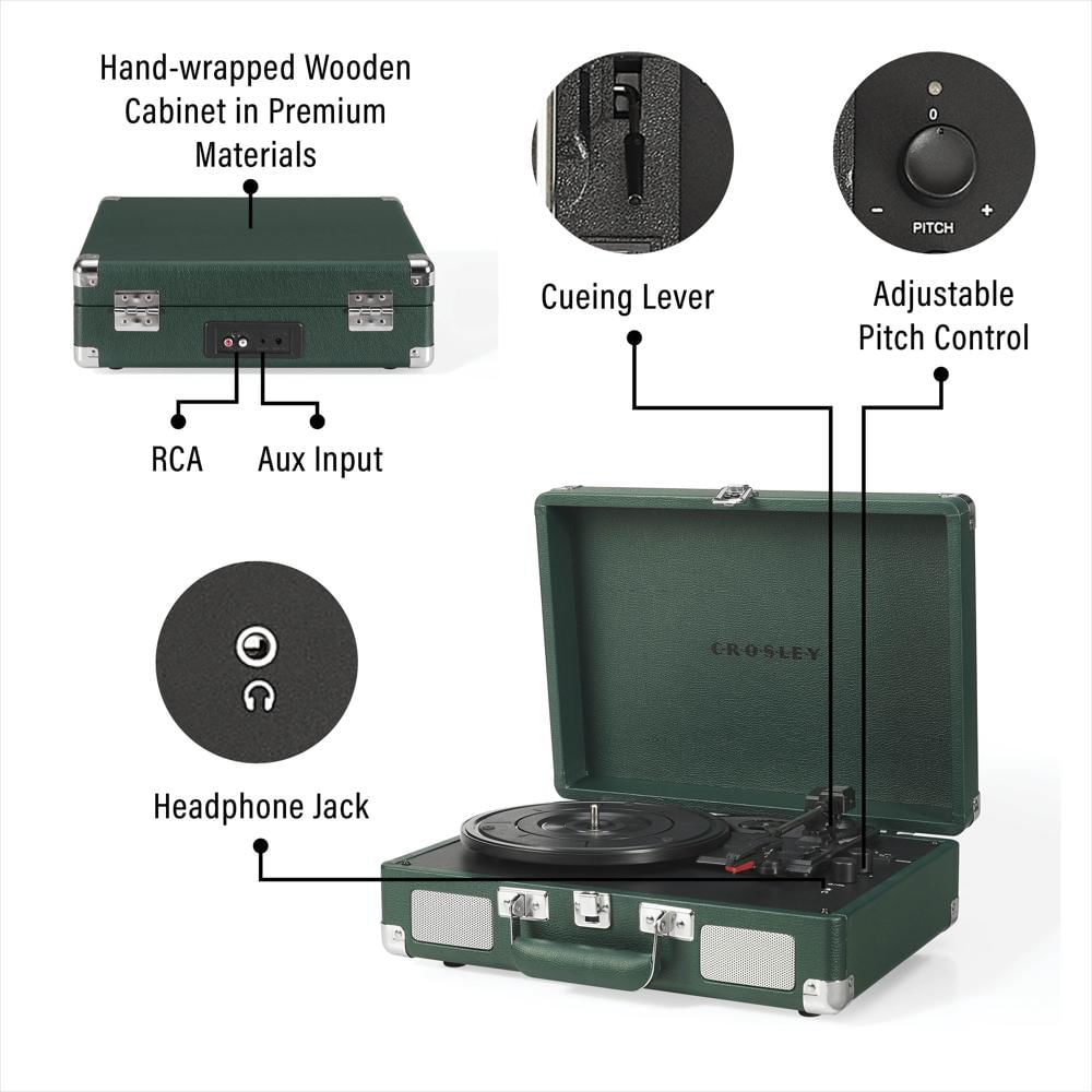 Tocadiscos Crosley Cruiser Plus Bluetooth Con Parlantes Integrados Esmeralda img #4