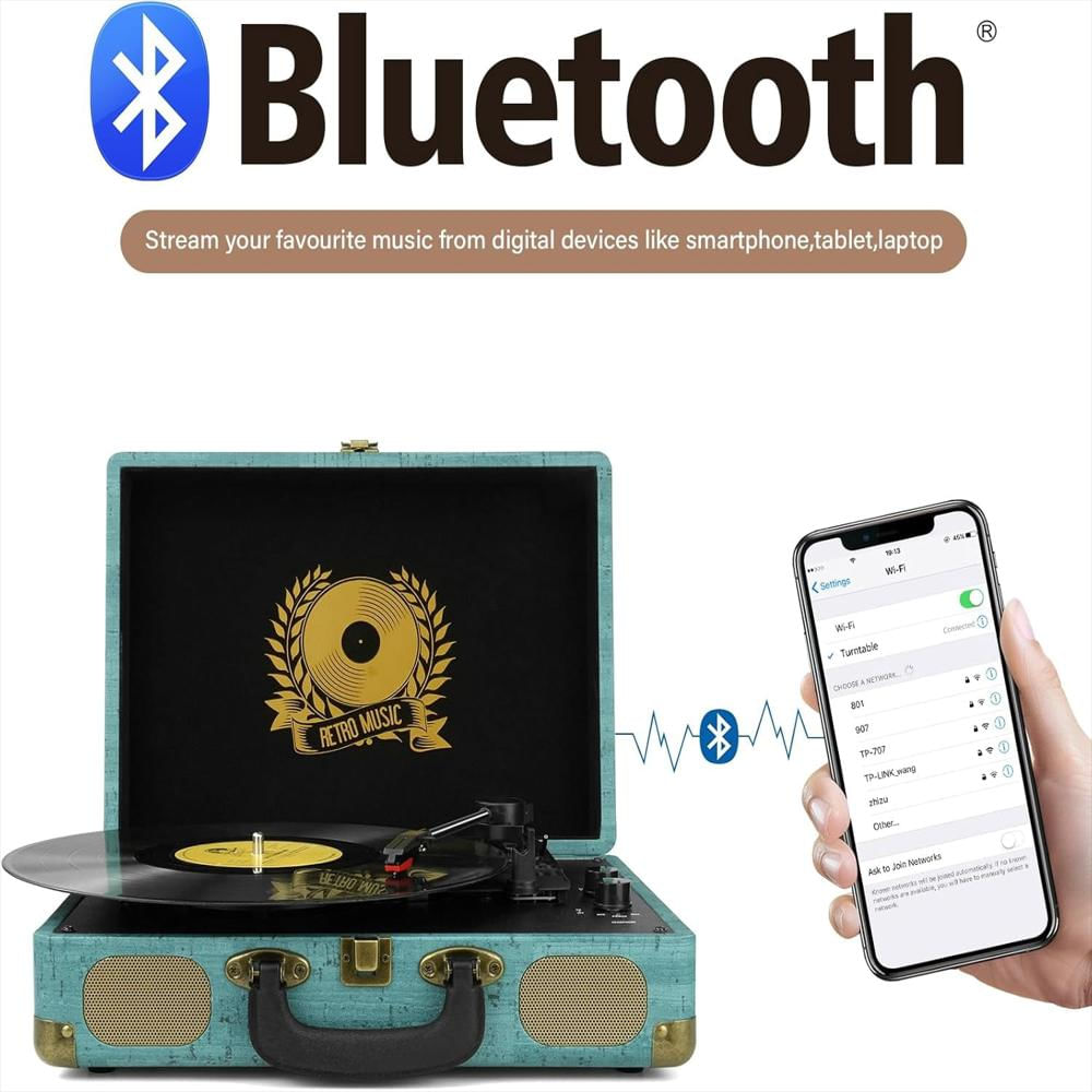 Tocadiscos Portátil Digitnow Tipo Maleta Bluetooth 3 Velocidades img #4