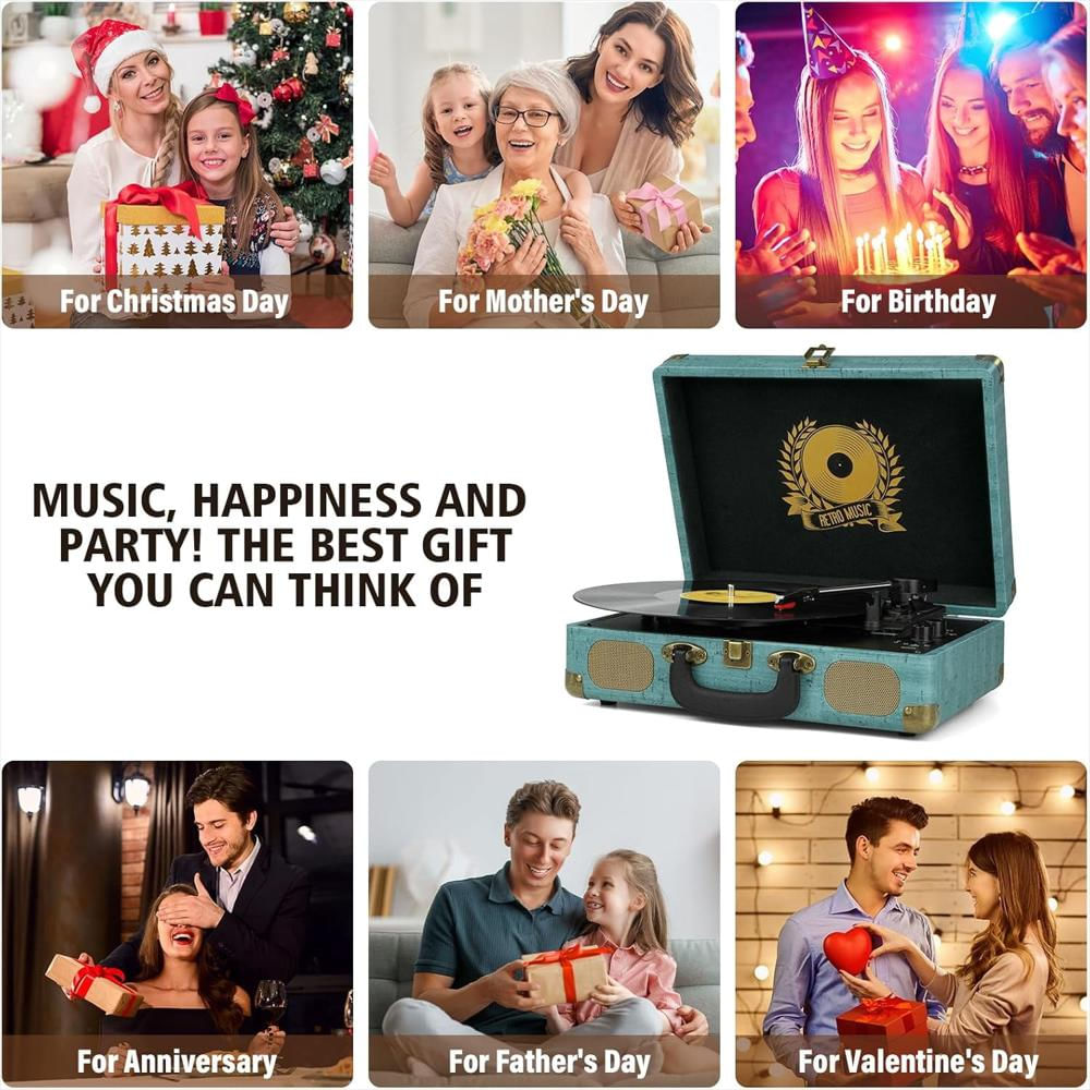 Tocadiscos Portátil Digitnow Tipo Maleta Bluetooth 3 Velocidades img #5