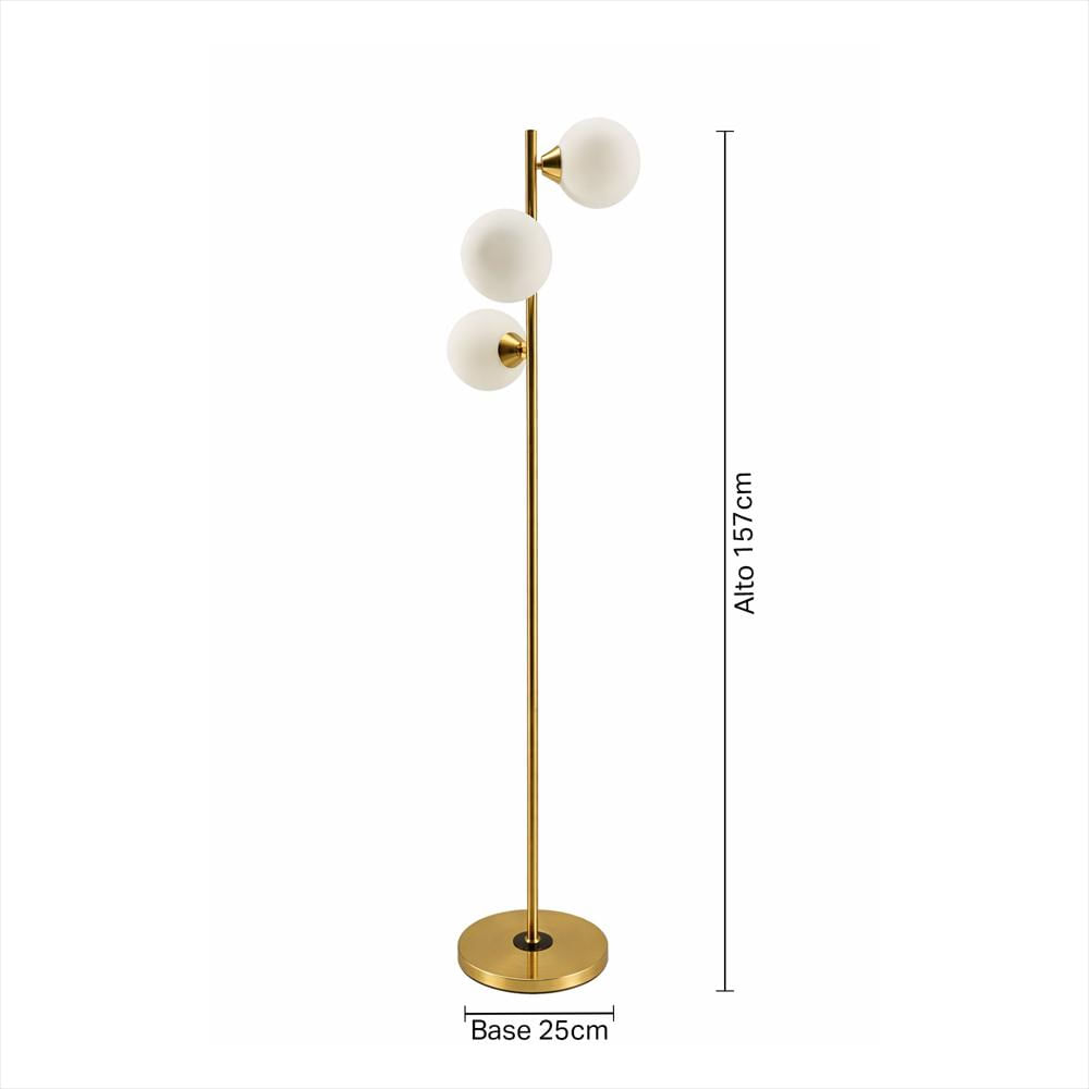 Lámpara De Pie Lineal 6 Esferas Dixton Lp004/2211 Blanco/Oro img #4