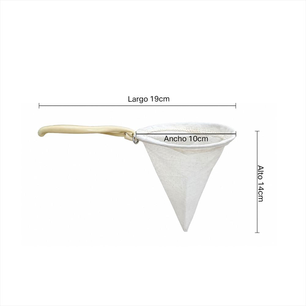 Colador De Tela Reutilizable Con Mango Metálico N.15 Blanco img #4