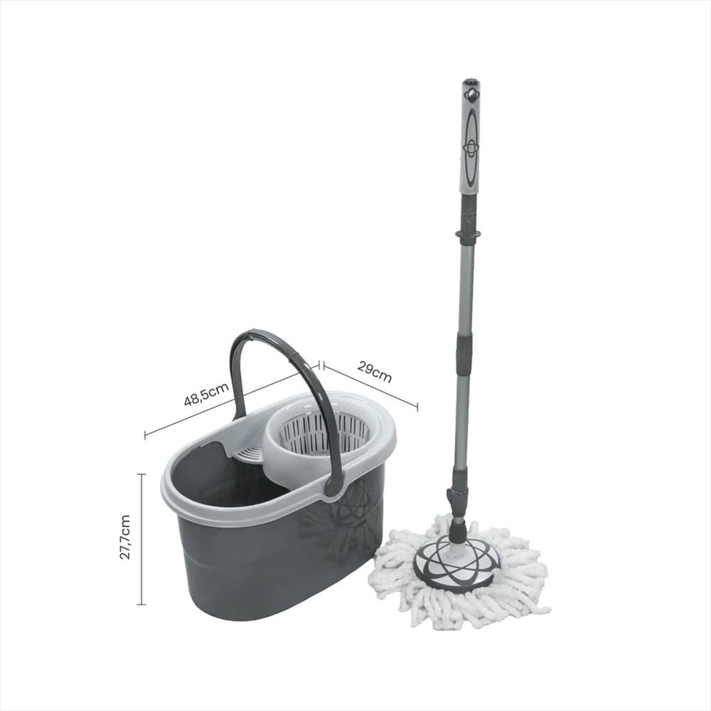 Balde Centrifugador 10 Lt Con Mopa Microfibra 4 1053873 Gris img #5