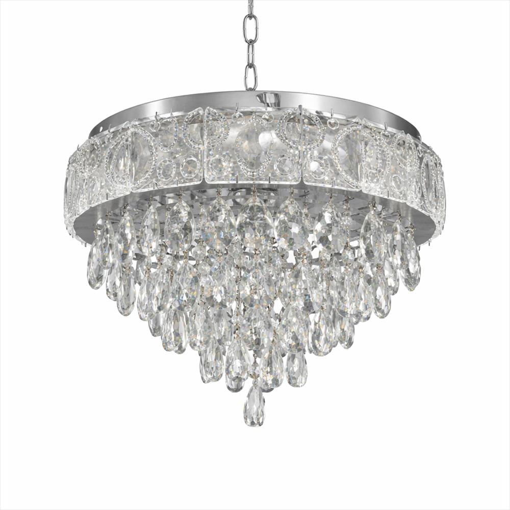Lámpara Plafón Gotas Cristal 5 Niveles Dixton Lt08412 Plata img #1